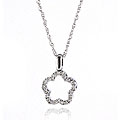 10k White Gold Clover Diamond French Rope Chain Necklace