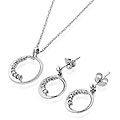 10K White Gold 0.10ct Diamond Pendant & Earrings Set