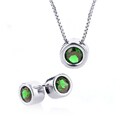 Sterling Silver Peridot Earrings/Pendant 18" Set
