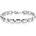 Sterling Silver Square Link Mother Of Pearl 7.2-inch Bracelet