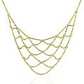 10K Yellow Gold Diamond Cut Beaded Bib Design Necklace - 17"