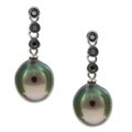 14k White Gold Black Tahitian Pearl Earrings (8 mm)