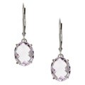 14K White Gold Pink Amethyst Oval Earrings