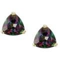 14k Gold Trillion-cut Mystic Fire Topaz Earrings