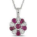 10k Gold 3/4ct TDW Diamond and Created Ruby Necklace (I-J, I2-I3)