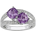 Sterling Silver Amethyst and Diamond Ring
