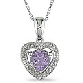 10k Gold Diamond and Amethyst Heart Necklace