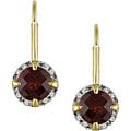 10k Yellow Gold Garnet and Diamond Earrings
