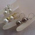Ice Silver Pearl Drop Earrings (10 mm) (USA)