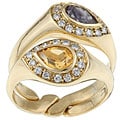 18k Yellow Gold Citrine and Sapphire Joining Rings (Size 7)