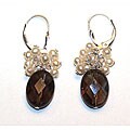 Sterling Silver Faceted Smokey Quartz/ FW Pearl Earrings