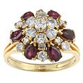 18k Gold 1ct TDW Diamond and Garnet Cocktail Ring (J, SI2) (Size 6)