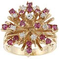 14k Gold Ruby and 1/5ct TDW Diamond Cluster Ring (Size 6)