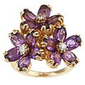 14k Gold Amethyst and 1/5ct TDW Diamond Flower Ring (Size 7)