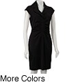 K Studio Women's Cap Sleeve Collared Ponte Dress