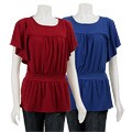 FINAL SALE Be Yourself Women's Flutter-sleeve Tie-back Shirt