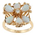 14k Yellow Gold Opal and Diamond Accent Estate Ring (Size 4.25)
