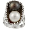 Platinum Pearl and 1/5ct TDW Diamond Estate Ring (9.6-10.3 mm) (Size 6.25)