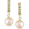 14k Yellow Gold Champagne FW Pearl Huggie Earrings (8-9 mm)