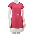 Ellen Tracy Women's Pink Belted Crepe Dress