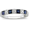 14k Gold 1/10ct TDW Diamond and Blue Sapphire Ring