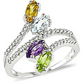 14k Gold Multi-gemstone and 1/5ct TDW Diamond Ring