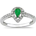 14k Gold Pear Emerald and 1/4ct TDW Diamond Ring (H-I, I1-I2)