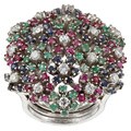 18k Gold Gemstone and 1ct TDW Diamond Estate Ring (K, SI2) (Size 5.5)