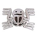 Sterling Silver 'Aztec Frog Fossil' Brooch Pendant (Mexico)