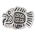 Sterling Silver 'Aztec Fish Fossil' Brooch Pendant (Mexico)