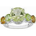 Sterling Silver Lemon Quartz Peridot Citrine Ring