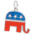 Sterling Silver and Enamel 'Republican Elephant' Charm