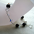 Sterling Silver Crystal and Onyx Bracelet (USA)
