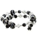 Black Glass and Clear Crystal Beaded Wrap Hope Bracelet