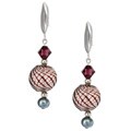 Sterling Silver Black and White Blown Glass Earrings