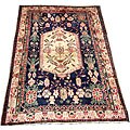 Persian Sirjan Navy/ Ivory Rug (5'7 x 7'9)