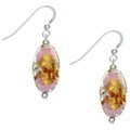Sterling Silver Pink Foil Glass Beaded Earrings