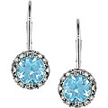 10k White Gold Blue Topaz and Diamond Earrings