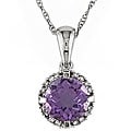 10k White Gold Amethyst and Diamond Necklace