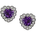 10k Gold 1/8ct TDW Diamond and Amethyst Heart Earrings