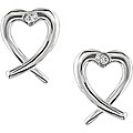 Sterling Silver Diamond Heart Earrings (Case of 6)