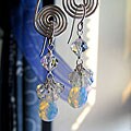 Sterling Silver Crystal and Glass 'Moon Shimmer' Earrings (USA)