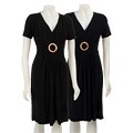 Julian Taylor Women's Pleated Buckle Waist Dress