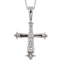 14k White Gold 1/2ct TDW Diamond Cross Necklace (G-H, SI)