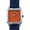 Pedre Women's Antique Silvertone Denim Strap Watch