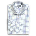 Hickey Freeman Men's Blue-on-white Tattersall Dress Shirt