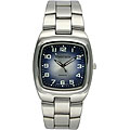 Timetech Men's Square Blue Dial Silvertone Bracelet Watch