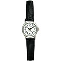 Timetech Women's Black Leather Silvertone Watch