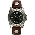 Timetech Men's Brown Leather Strap Silvertone Watch