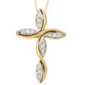 14k Yellow Gold 1/5ct TDW Diamond Cross Necklace (G, I2)